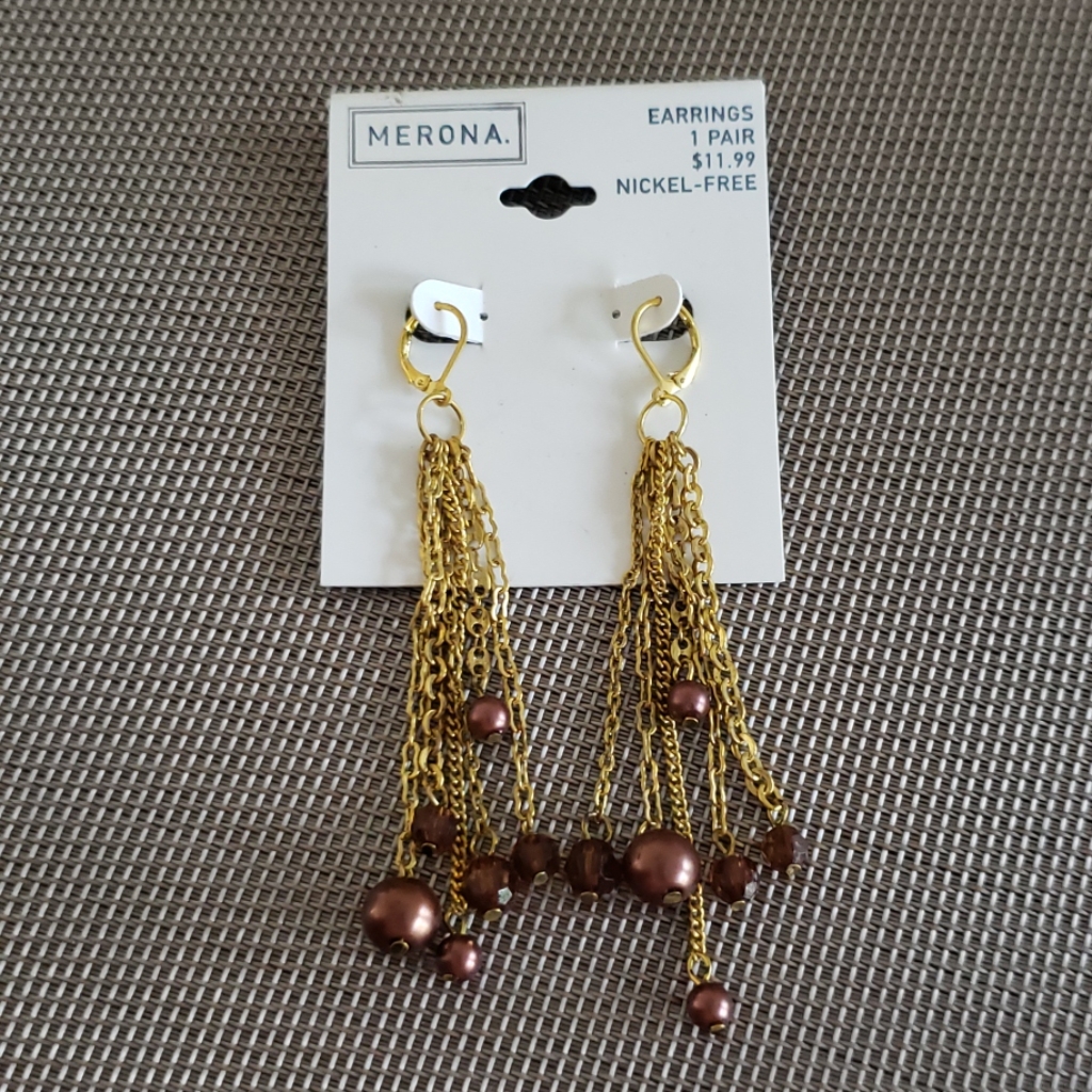 Merona Gold Tone Fringe Beads Drop Earrings